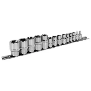 image of Sealey AK618 TRX-Star* Socket Set 14pc 1/4", 3/8" & 1/2"Sq Drive E...