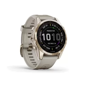 image of Garmin 010-02539-21 fenix 7S Sapphire Solar Cream Gold Watch