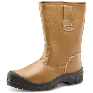 Image of Click Footwear Scuff Cap Lined Rigger Boot PU Leather Size 10 Tan Ref