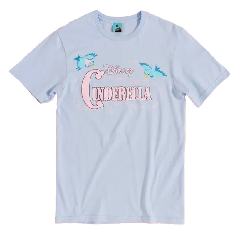 Image of Cinderella Classic Bird Logo T-Shirt in Light Blue Size: Large Light Blue Unisex L