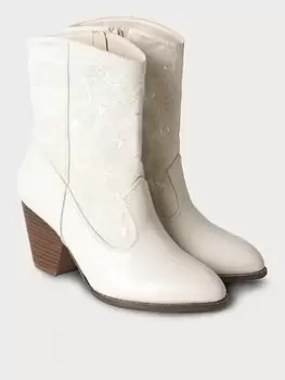 image of Joe Browns Joe Browns Summer Heat Embroidered Boots Cream, Size 3, Women