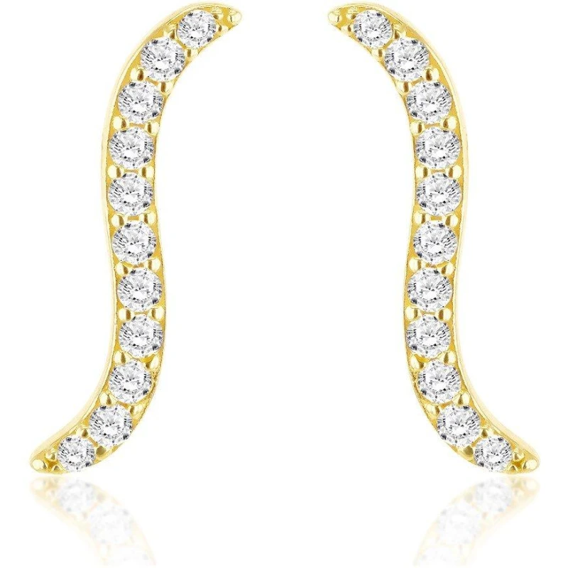 Image of Be You 9ct Gold CZ Wave Stud Earrings Yellow Gold female One Size