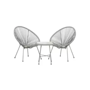 Image of MONACO Grey 3pc Egg Chair Set With Screw in Legs and 50cm Diameter Glass Top Table