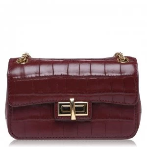 Image of DKNY Jojo Crocodile Small Flap Over Cross Body Bag - Aged Wine AWN