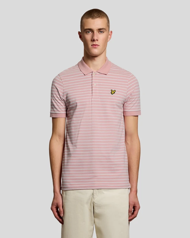Image of Lyle & Scott Mens Pique Breton Polo Shirt in Pink