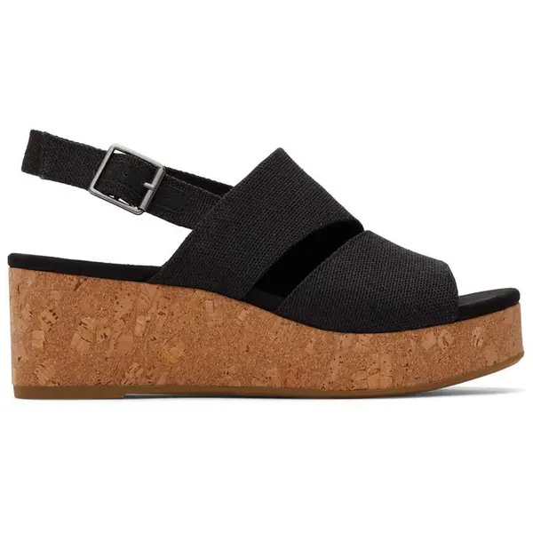 image of Toms Womens Claudine Vegan Slingback Wedge Sandals - UK 7 Black female PS4149BKC7