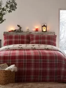 Image of Dreams & Drapes Derwent Check Duvet Cover Set - Red