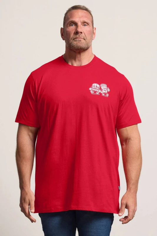 Image of BadRhino BadRhino Men Extra Long 'Grill & Chill' T-Shirt in Red Size: X-Large Red 1XL Male 5063853528744