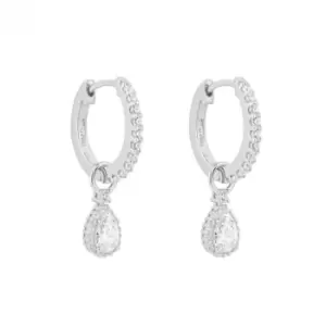 image of Teardrop Zirconia Assembled Pave Detail Hoop Earrings E6197