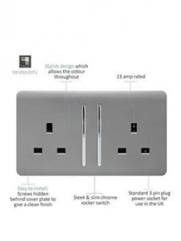 Image of Trendiswitch 2G 13A Switched Socket Light Grey
