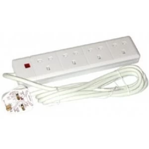 Image of Pifco 4 Way UK Plug 13A 250V Extension Lead with 2 Metre High-Quality Cable - Neon Power On Indicator - White