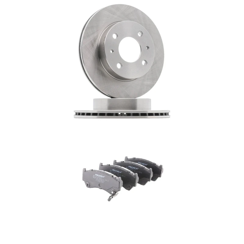 Image of RIDEX 3405B2657 Brake disc and pads set Front Axle, Brake Disc Type: internally vented, with acoustic wear warning Brake Set,disc brakes (3405)