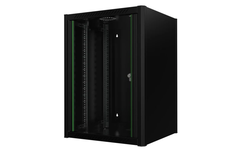 Image of Lanview RWM16U56BL rack cabinet 16U Wall mounted rack Black