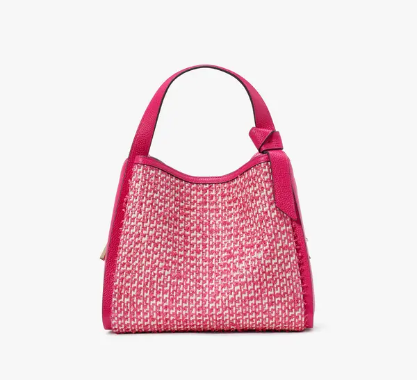 Image of Knott Raffia Tweed Medium Crossbody Tote