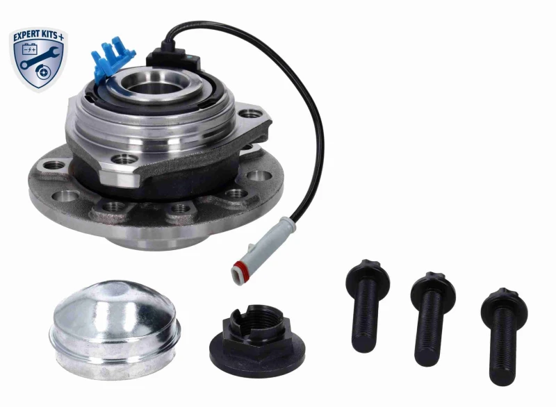 Image of VAICO V40-0540 Wheel bearing kit with fastening/mounting material, Front Axle Right, with integrated magnetic sensor ring Wheel Bearing Kit (654)