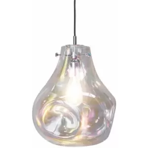 Image of Ceiling Pendant Light Iridescent Glass & Chrome Plate 40W E27 gls Dimmable