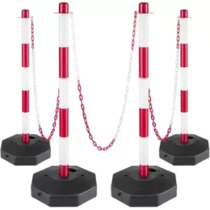 Image of VEVOR Plastic Stanchion, 4pcs Chain Stanchion, Plastic Stanchion Kit w/ 32ft Chain 8 S-Hooks, PE Plastic White Stanchion for Warning/Crowd Control at