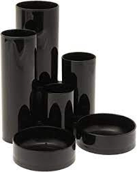 image of 5 Star Desk Tidy with 6 Compartment Tubes Black