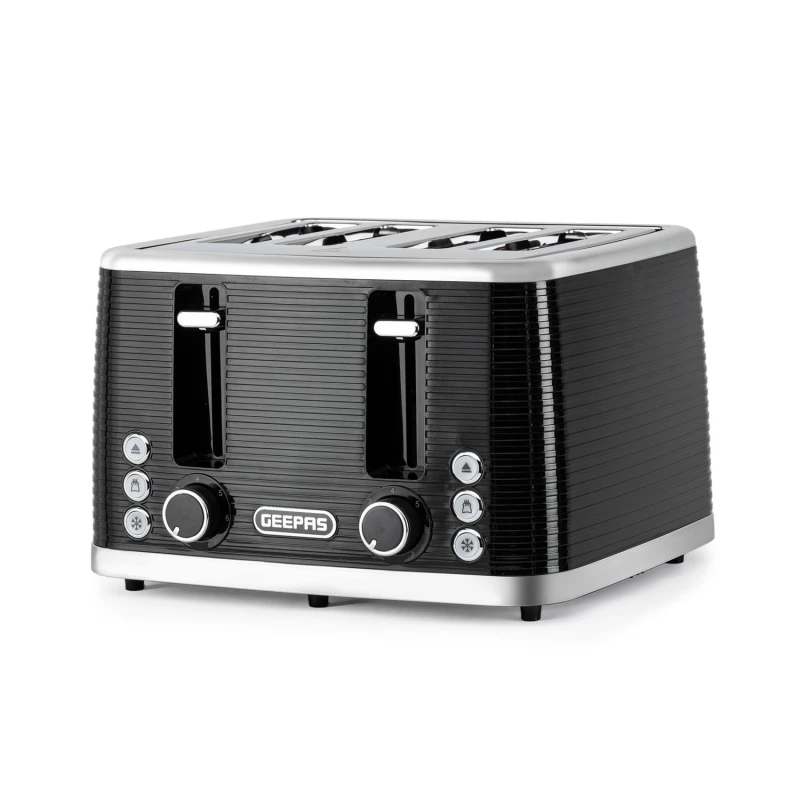 Image of Geepas Linear 4 Slice Toaster 7 Browning Levels in Black Unisex