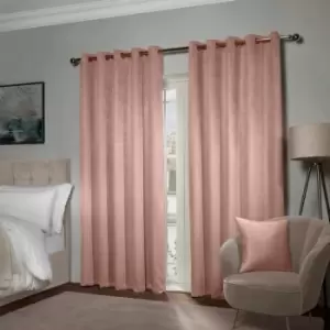 Image of Emma Barclay Ambiance Thermal Woven Blackout Lined Eyelet Curtains, Blush Pink, 46 x 54 Inch