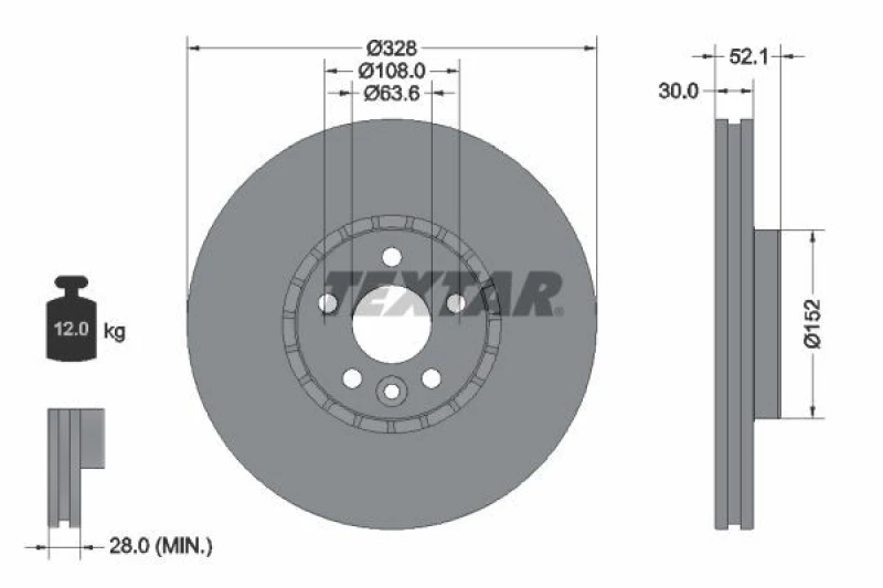 Image of Brake disc TEXTAR 92196305