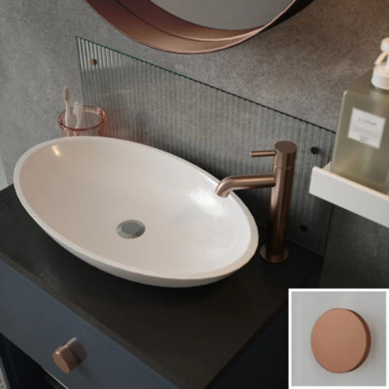 Image of Clear Fluted Glass Bathroom Splashback With Copper Caps 250Mm X 600Mm X 4Mm SB53871