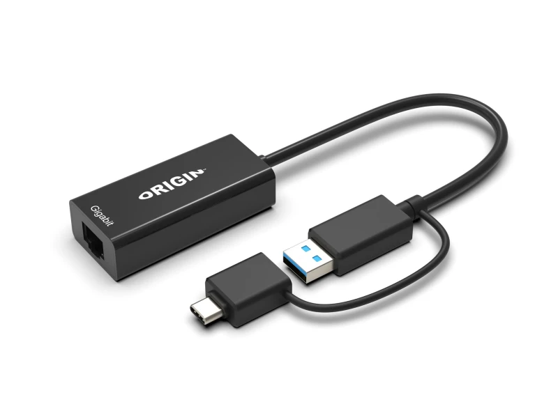 Image of Origin Storage Origin Storage USB3.0 or USB-C (with USB-C male to USB3.0 female adapter) to RJ45 Gigabit Adapter OS-HUB-USB3/C-RJ45