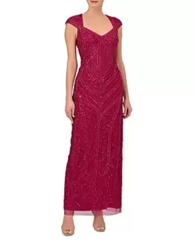 image of Adrianna Papell Beaded Column Gown