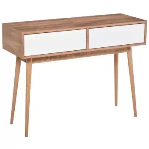 image of Homcom Console Table With 2 Drawers For Living Room Entryway White And Brown