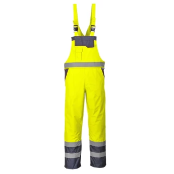 image of Oxford Weave 300D Class 2 Hi Vis Contrast Bib and Brace Yellow / Navy 2XL