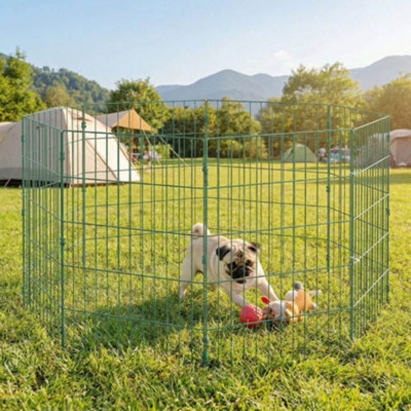 Image of Pawhut 8 Panel Pet Pen, Dog Playpen For Puppies, 80 Cm Height
