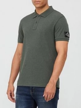 Image of Calvin Klein Jeans Monogram Badge Grindle Polo Shirt - Green