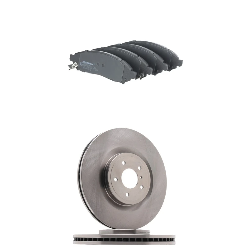 Image of RIDEX 3405B2688 Brake disc and pads set Front Axle, Brake Disc Type: internally vented, with acoustic wear warning Brake Set,disc brakes (3405)