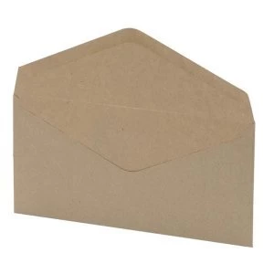 image of 5 Star Office DL Envelopes Recycled Lightweight Wallet Gummed Window 75gsm Manilla Pack of 1000