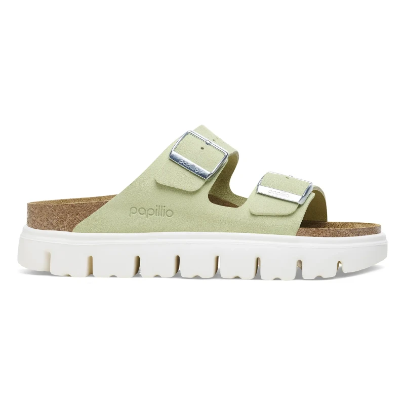 Image of Birkenstock Womens mules Birkenstock Arizona Platform Suede Leather Vert Female 38 Etroit