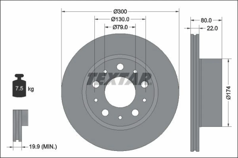 Image of Brake disc TEXTAR 92345003