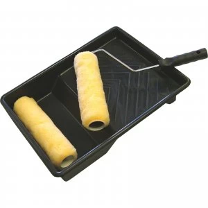 image of Faithfull 9" Paint Roller Tray Kit with 2 Roller Refills