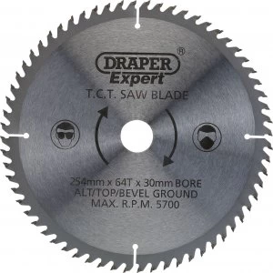 Image of Draper Expert Circular Saw Blade 254mm 64T 30mm