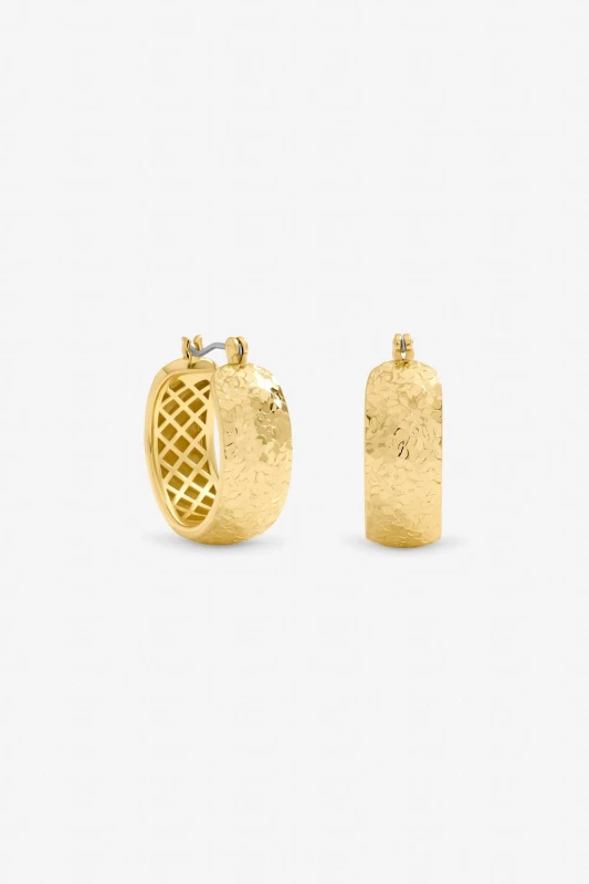 Image of Jon Richard Womens Textured Large Hoop Earrings in Gold Gold Female One Size