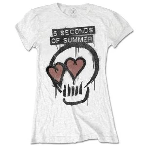 Image of 5 Seconds of Summer - Heart Skull Womens Small T-Shirt - White