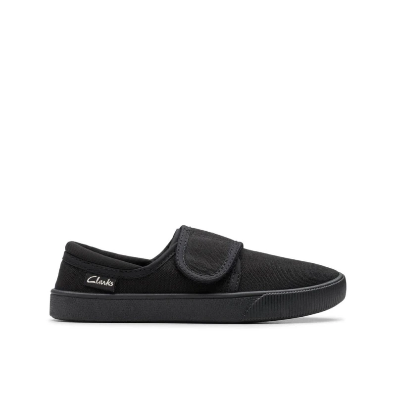 Image of (UK 2 Child, Black) Childrens Unisex Clarks P.E School Pumps Hopper Run - G Fit