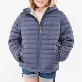 Image of Barbour Girls Cranmore Hooded Quilted Jacket - Summer Navy/Folky Floral - 10-11 Years