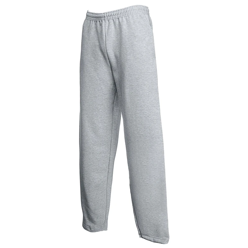 Image of Fruit Of The Loom Fruit of the Loom Men Open Hem Jog Pants Jogging Bottoms in Grey Size: Small Grey S Male 5055747652352