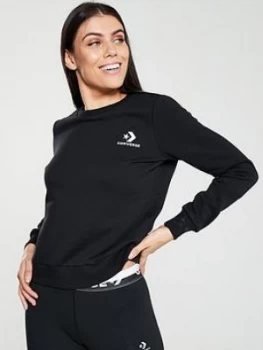 Converse Star Chevron Emb Crew - Black, Size XS, Women