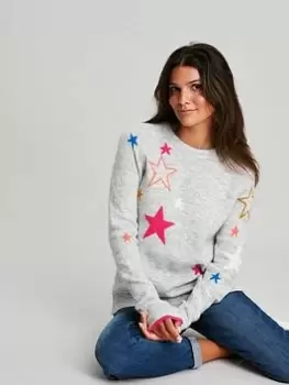 Image of Joules Chantelle Star Print Knitted Jumper - Grey, Size 12, Women