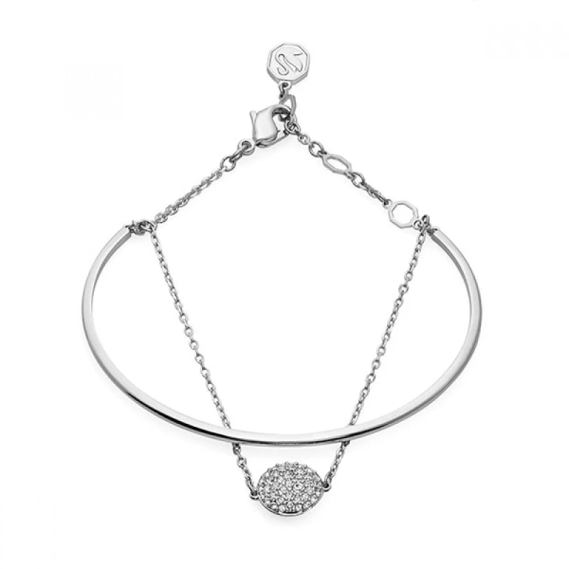 Image of Swarovski Meteora Rhodium Plated Bangle 5683447 Silver female