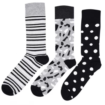 image of Happy Socks Happy 3 Pack Mix Dot Socks - Monochrome