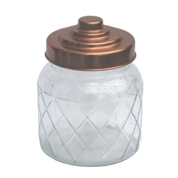 Image of Round Glass Jar With Copper Lid - 5.5 Inch