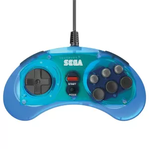 Image of Retro-Bit Official Sega Mega Drive Blue Wireless Controller 8-Button Arcade Pad for Sega Mega Drive