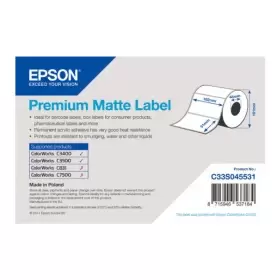 image of Epson (C33S045531) Original White Premium Matte Labels 102mm x 51mm (650 Labels)